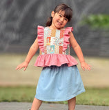 ‘Ruffle Love’ Girls Patchwork Dress & Peplum