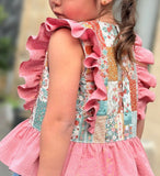 ‘Ruffle Love’ Girls Patchwork Dress & Peplum