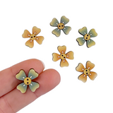 Painted Four Petal Flower Button