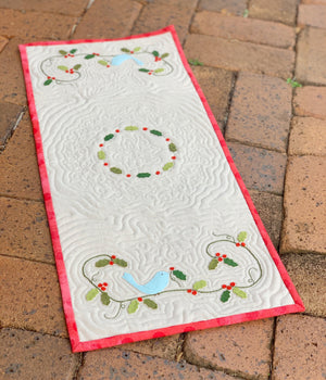 ‘Holly Berry Bluebird’ Table Runner