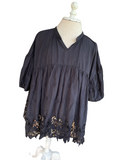 French Lace Smock Top {BLACK}